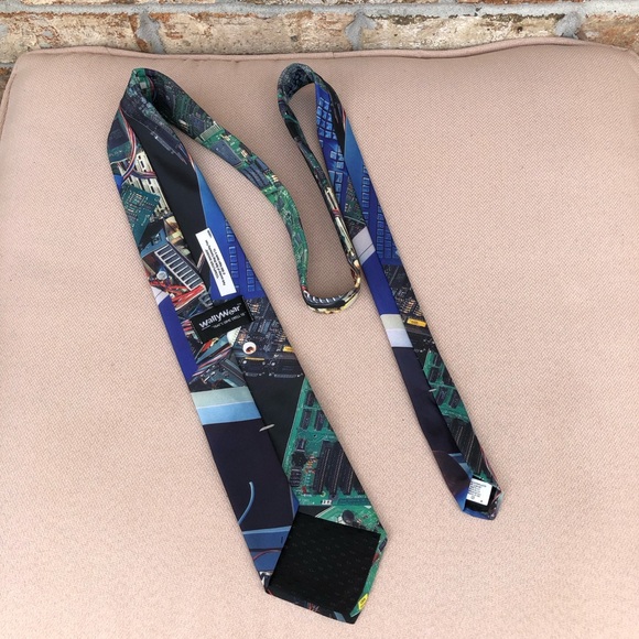 Ralph Marlin Vintage 90s  "Computer Images" Mouse on a Mouse PC Circuits Necktie - Picture 7 of 8